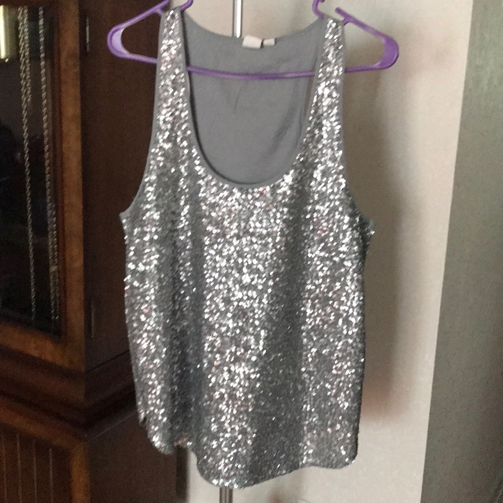 GAP RACERBACK SILVER SEQUIN TANK!